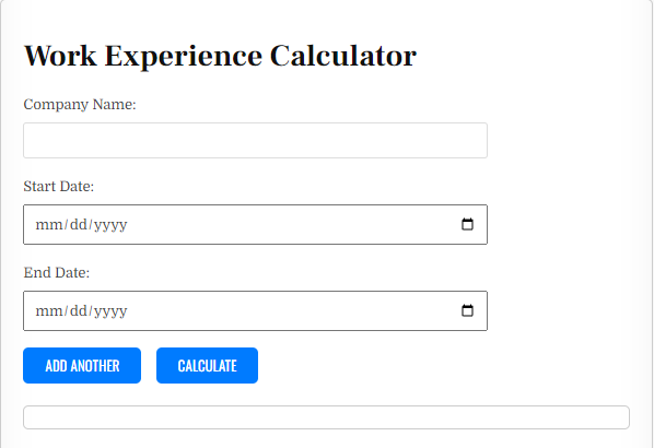 How to use Work Experience Calculator